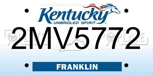2MV5772 Kentucky License Plate