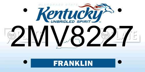 2MV8227 Kentucky License Plate