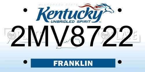 2MV8722 Kentucky License Plate