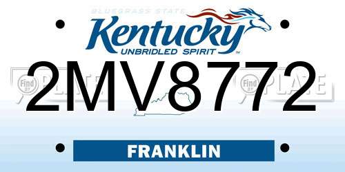 2MV8772 Kentucky License Plate