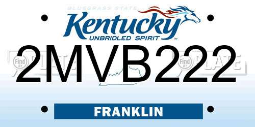 2MVB222 Kentucky License Plate