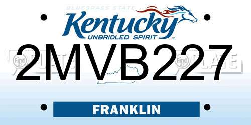 2MVB227 Kentucky License Plate
