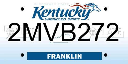 2MVB272 Kentucky License Plate