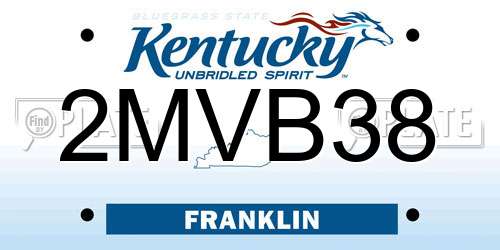 2MVB38 Kentucky License Plate