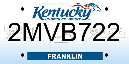 2MVB722 Kentucky License Plate