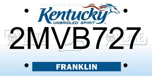 2MVB727 Kentucky License Plate