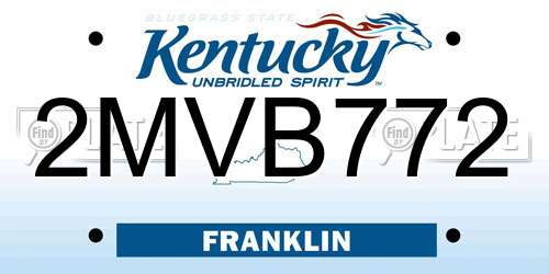 2MVB772 Kentucky License Plate