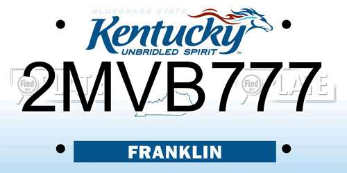 2MVB777 Kentucky License Plate