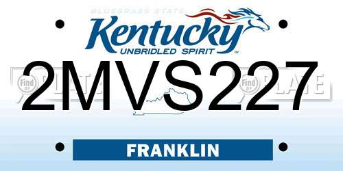 2MVS227 Kentucky License Plate