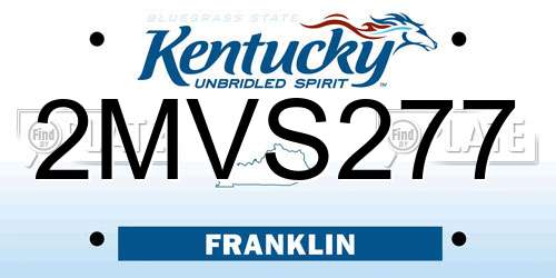2MVS277 Kentucky License Plate
