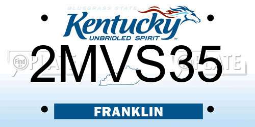 2MVS35 Kentucky License Plate
