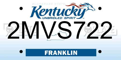 2MVS722 Kentucky License Plate