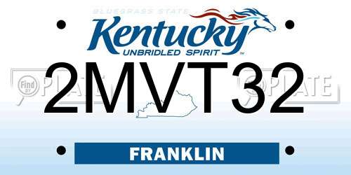 2MVT32 Kentucky License Plate