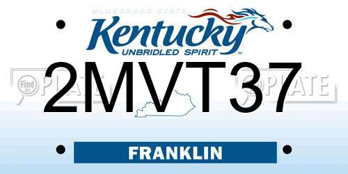 2MVT37 Kentucky License Plate