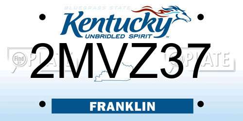 2MVZ37 Kentucky License Plate