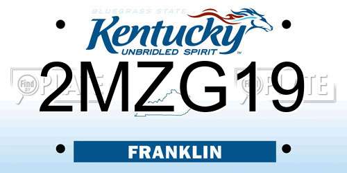 2MZG19 Kentucky License Plate