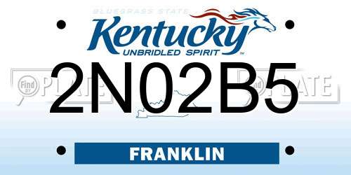 2N02B5 Kentucky License Plate