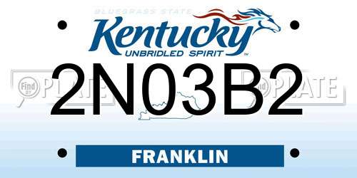 2N03B2 Kentucky License Plate