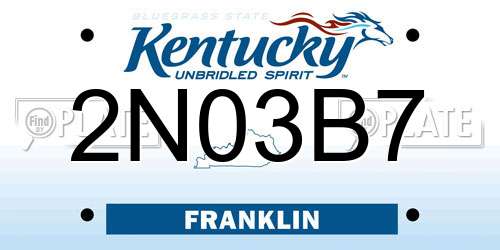 2N03B7 Kentucky License Plate