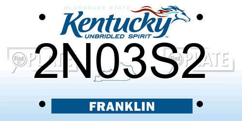 2N03S2 Kentucky License Plate
