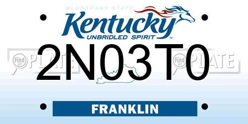 2N03T0 Kentucky License Plate