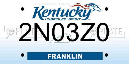 2N03Z0 Kentucky License Plate