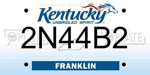 2N44B2 Kentucky License Plate