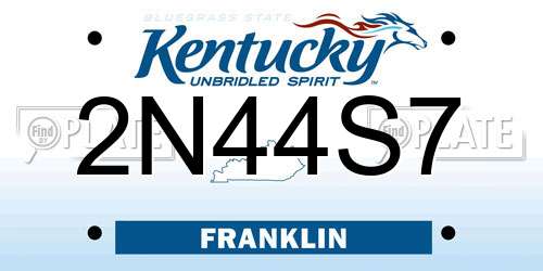 2N44S7 Kentucky License Plate