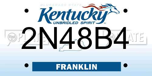 2N48B4 Kentucky License Plate