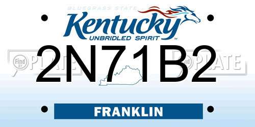 2N71B2 Kentucky License Plate