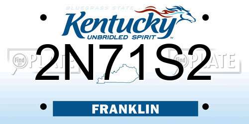 2N71S2 Kentucky License Plate