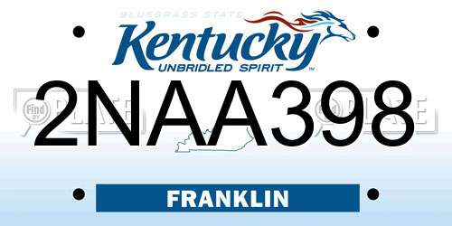 2NAA398 Kentucky License Plate