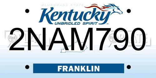 2NAM790 Kentucky License Plate