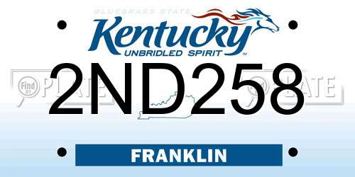 2ND258 Kentucky License Plate