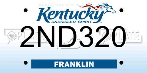 2ND320 Kentucky License Plate