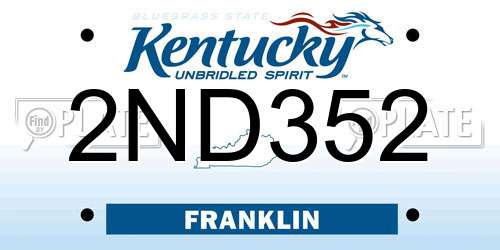 2ND352 Kentucky License Plate