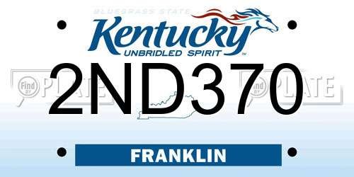 2ND370 Kentucky License Plate