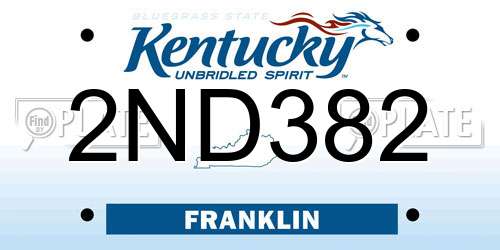 2ND382 Kentucky License Plate