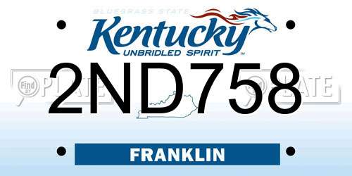 2ND758 Kentucky License Plate
