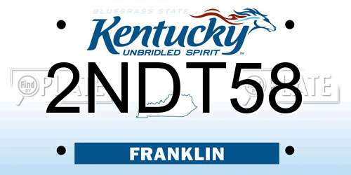2NDT58 Kentucky License Plate