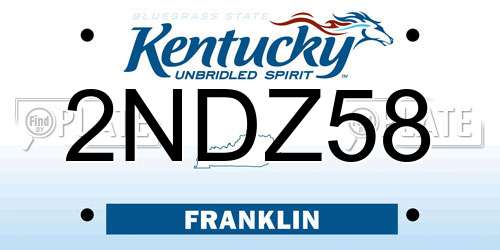 2NDZ58 Kentucky License Plate