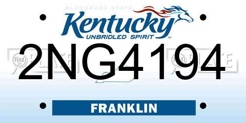 2NG4194 Kentucky License Plate