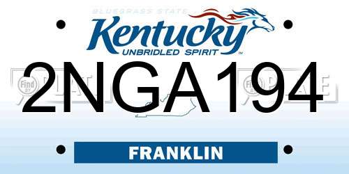 2NGA194 Kentucky License Plate