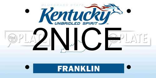 2NICE Kentucky License Plate
