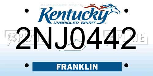 2NJ0442 Kentucky License Plate