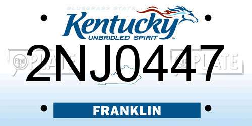 2NJ0447 Kentucky License Plate