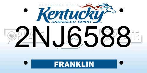 2NJ6588 Kentucky License Plate