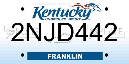 2NJD442 Kentucky License Plate