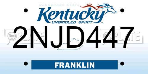 2NJD447 Kentucky License Plate