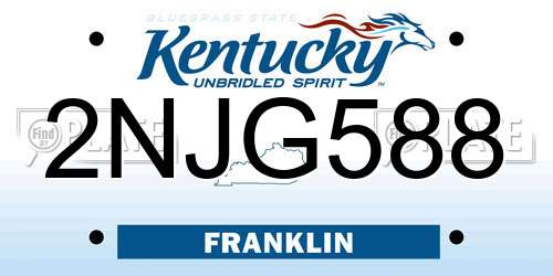 2NJG588 Kentucky License Plate